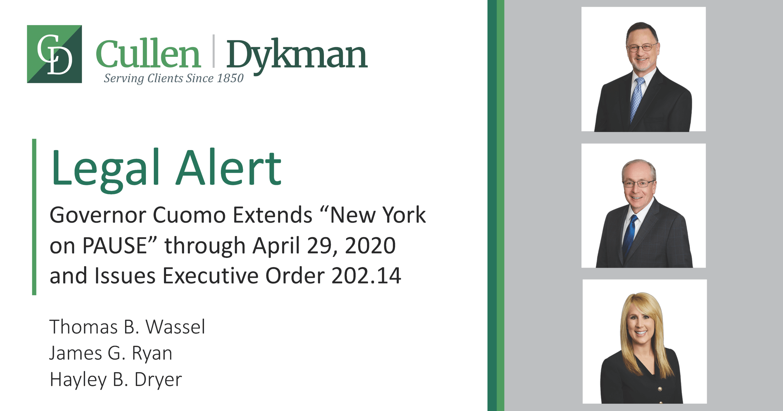 Governor Cuomo Extends “New York on PAUSE” through April 29, 2020 and