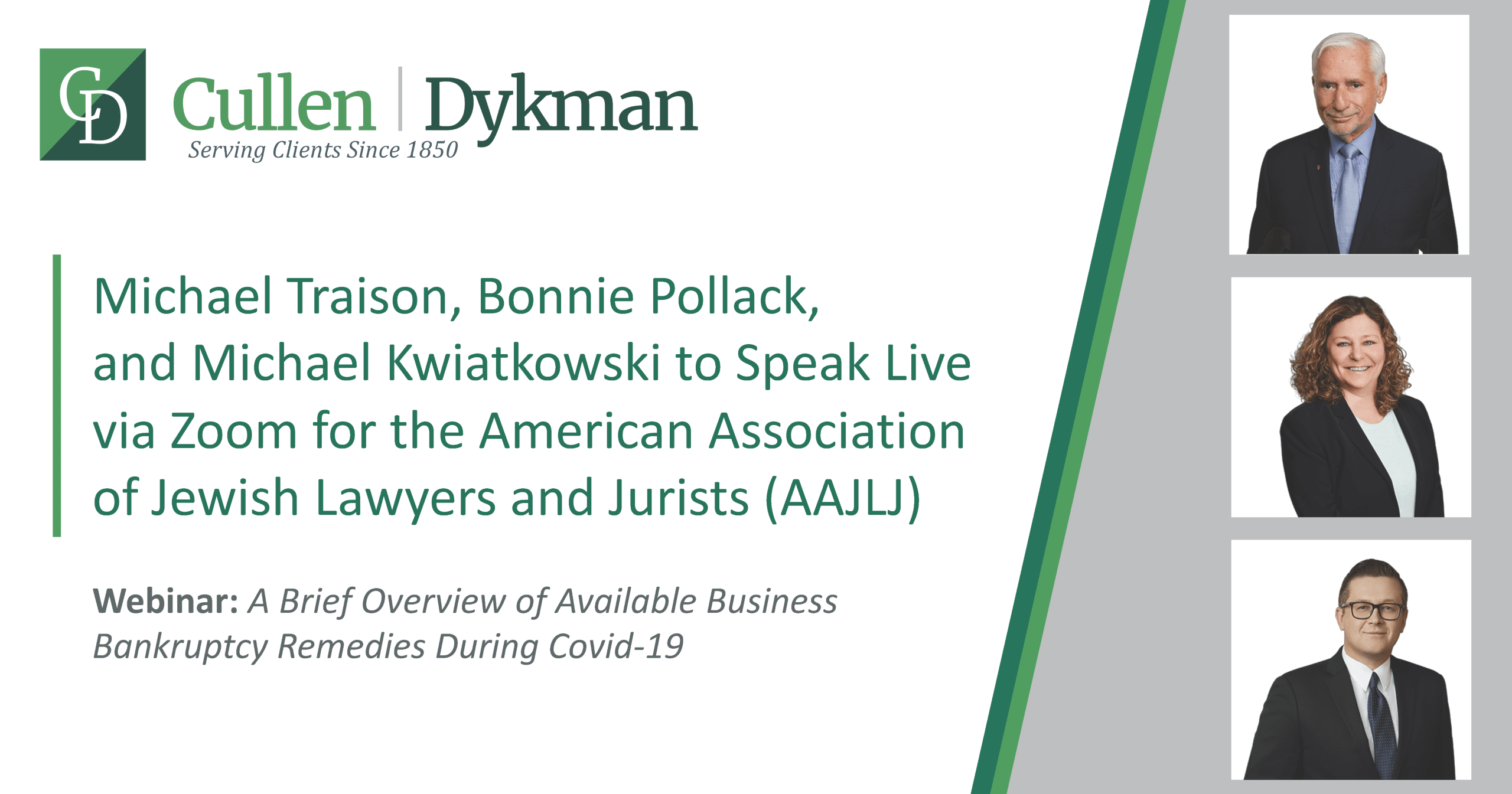 Michael Traison, Bonnie Pollack, and Michael Kwiatkowski to Speak Live